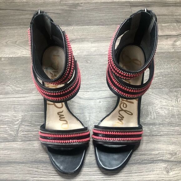 Revolve Sam Edelman Alton Black/Red Zipper leather heel - Picture 5 of 8